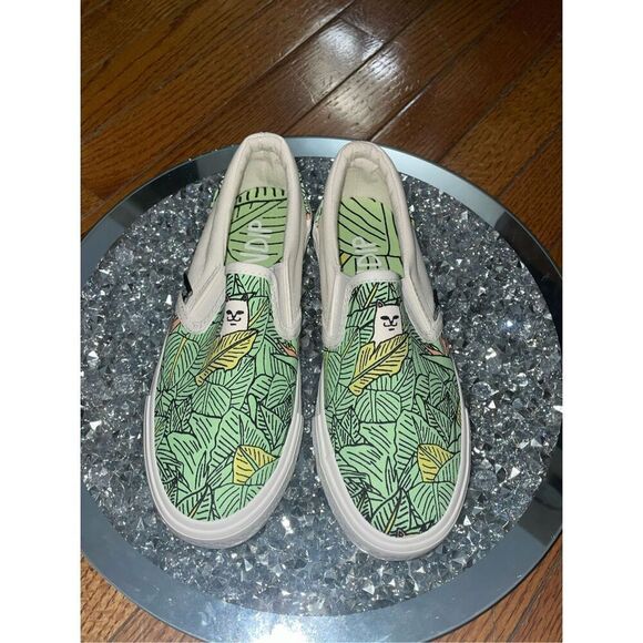 Ripndip Shoes - Ripndip lord normal the cat green tropical leaves slip on sneakers size 5W
